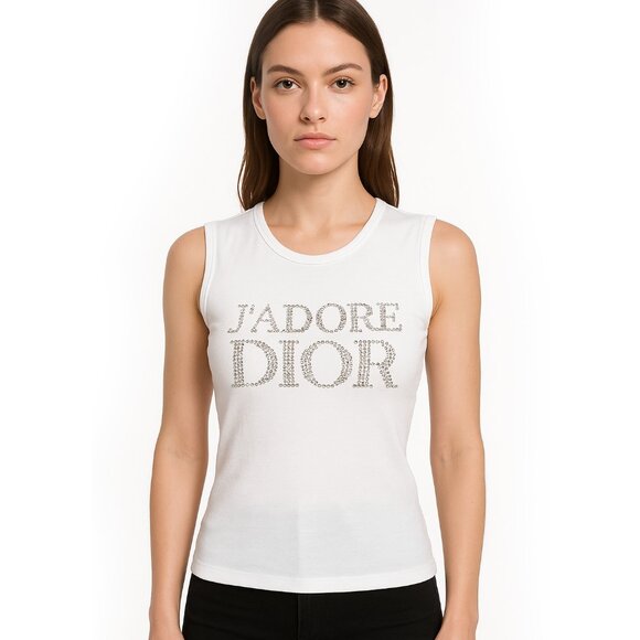 Dior Tops - Authentic Christian Dior J'Adore Dior Rhinestones Galliano Tank Top Shirt 38